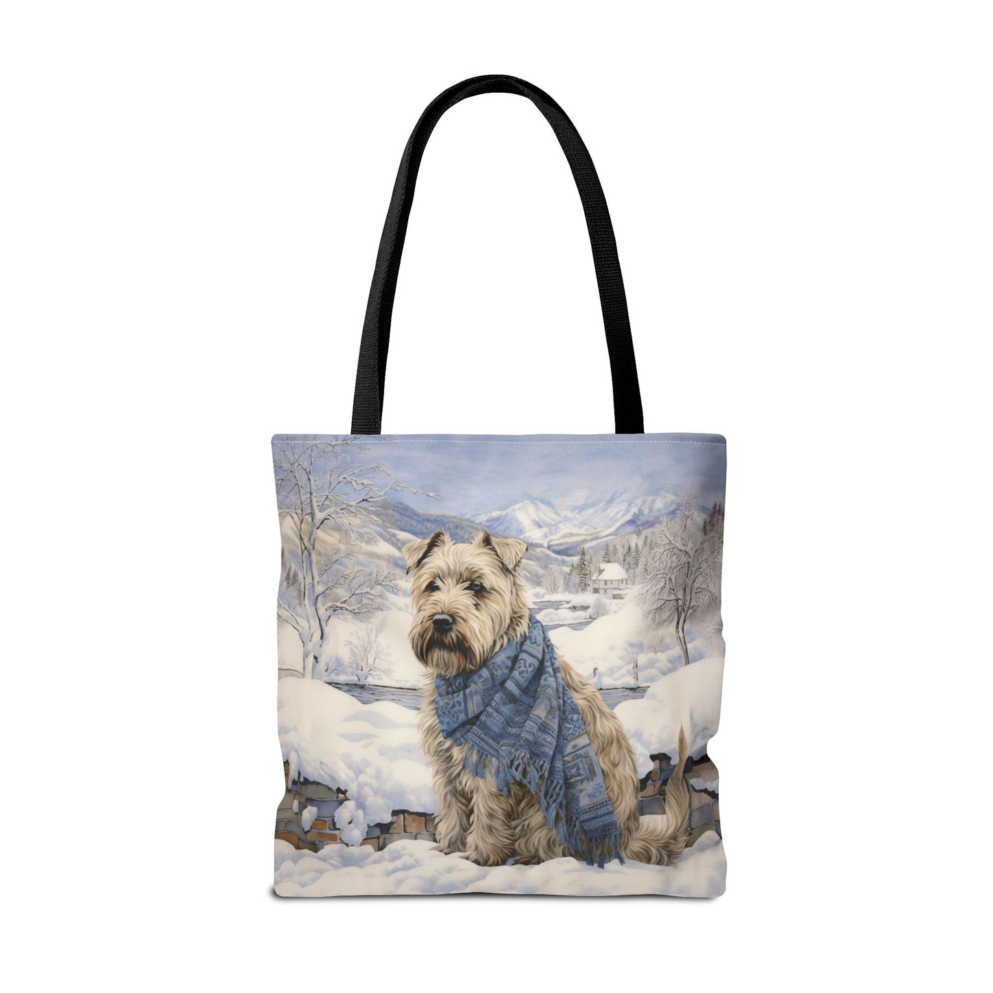 Winter Wheat Terrier Tote Bag, Cozy Winter Scene for Dog Lovers