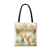 Whimsical Easter Bunny Tote Bag, Perfect for Spring and Market Days