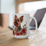 Yorkie Mom Mug – Yorkshire Terrier with Floral Design, Dog Lover Gift