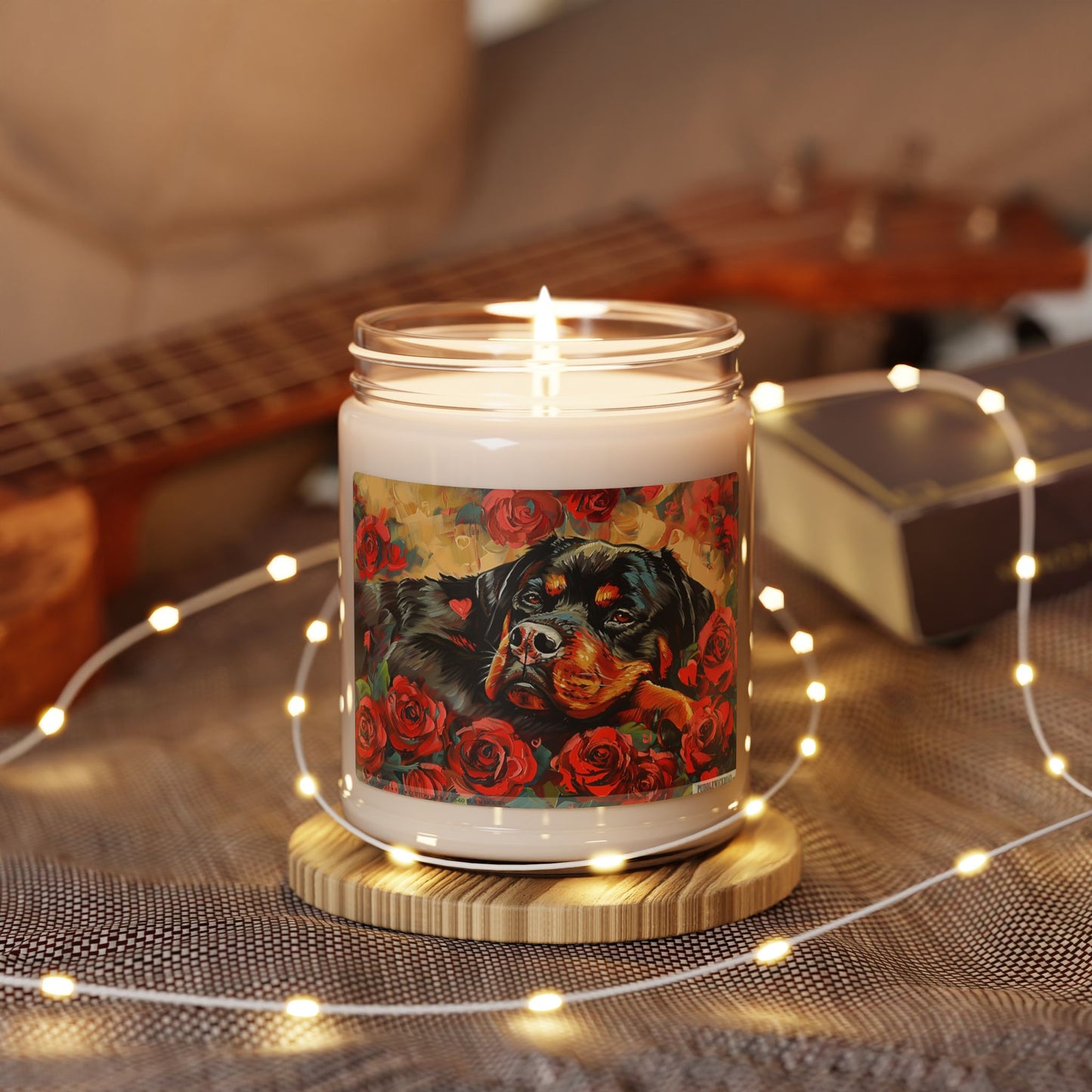 Rottweiler Rose Tribute Candle – Pet Memorial & Dog Lover Gift