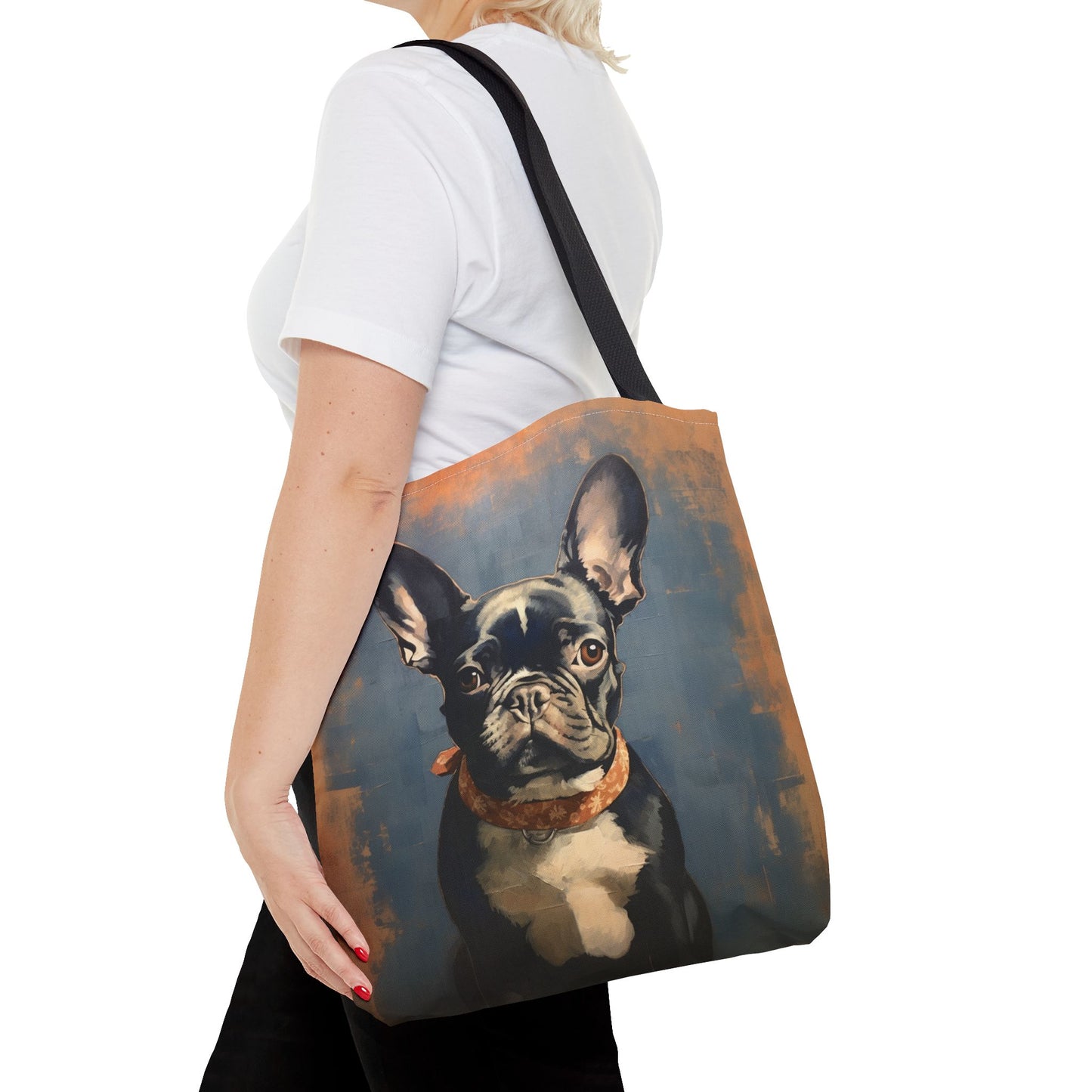 French Bulldog Canvas Tote Bag - Chic Artistic Design for Dog Enthusiasts