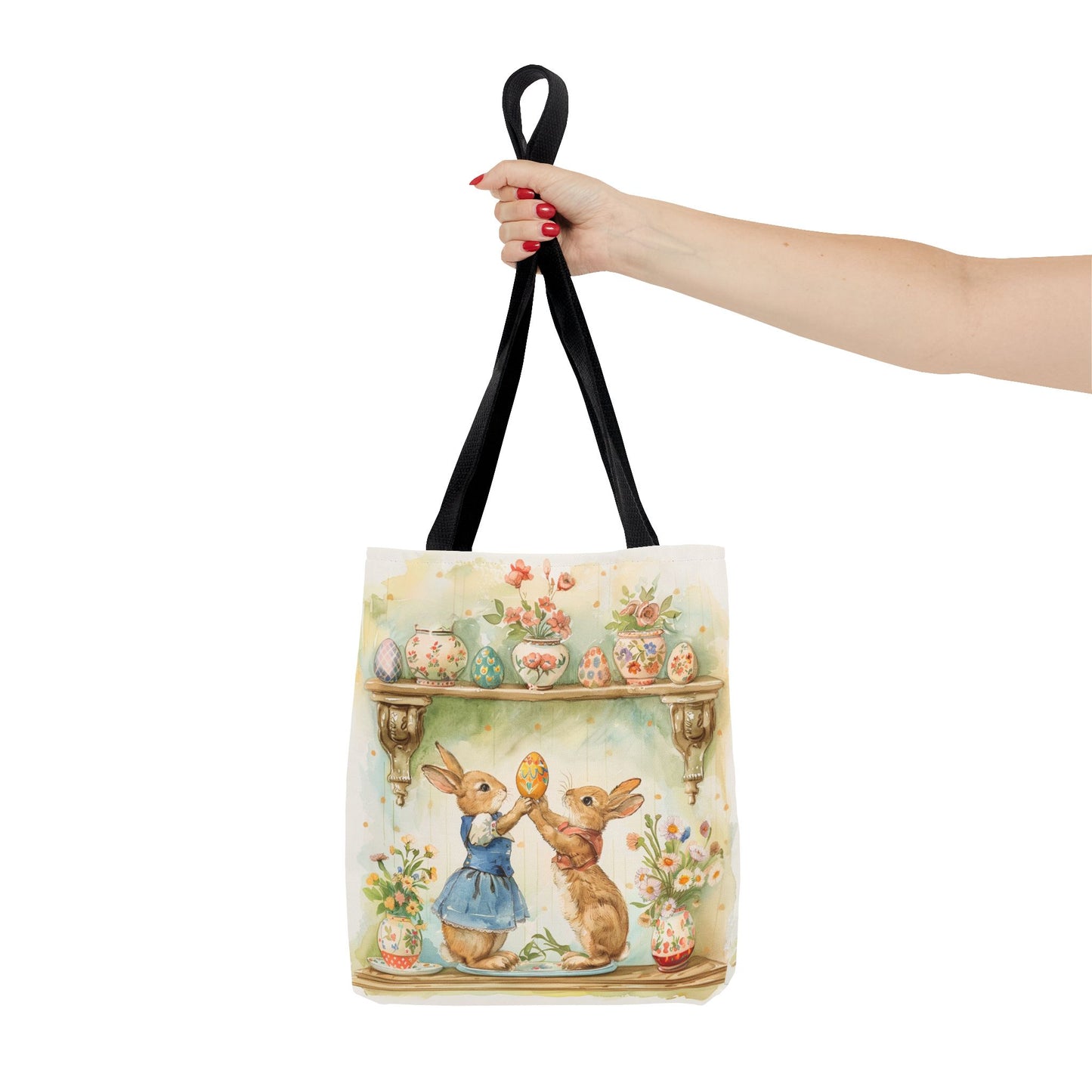 Whimsical Easter Bunny Tote Bag, Perfect for Spring and Market Days