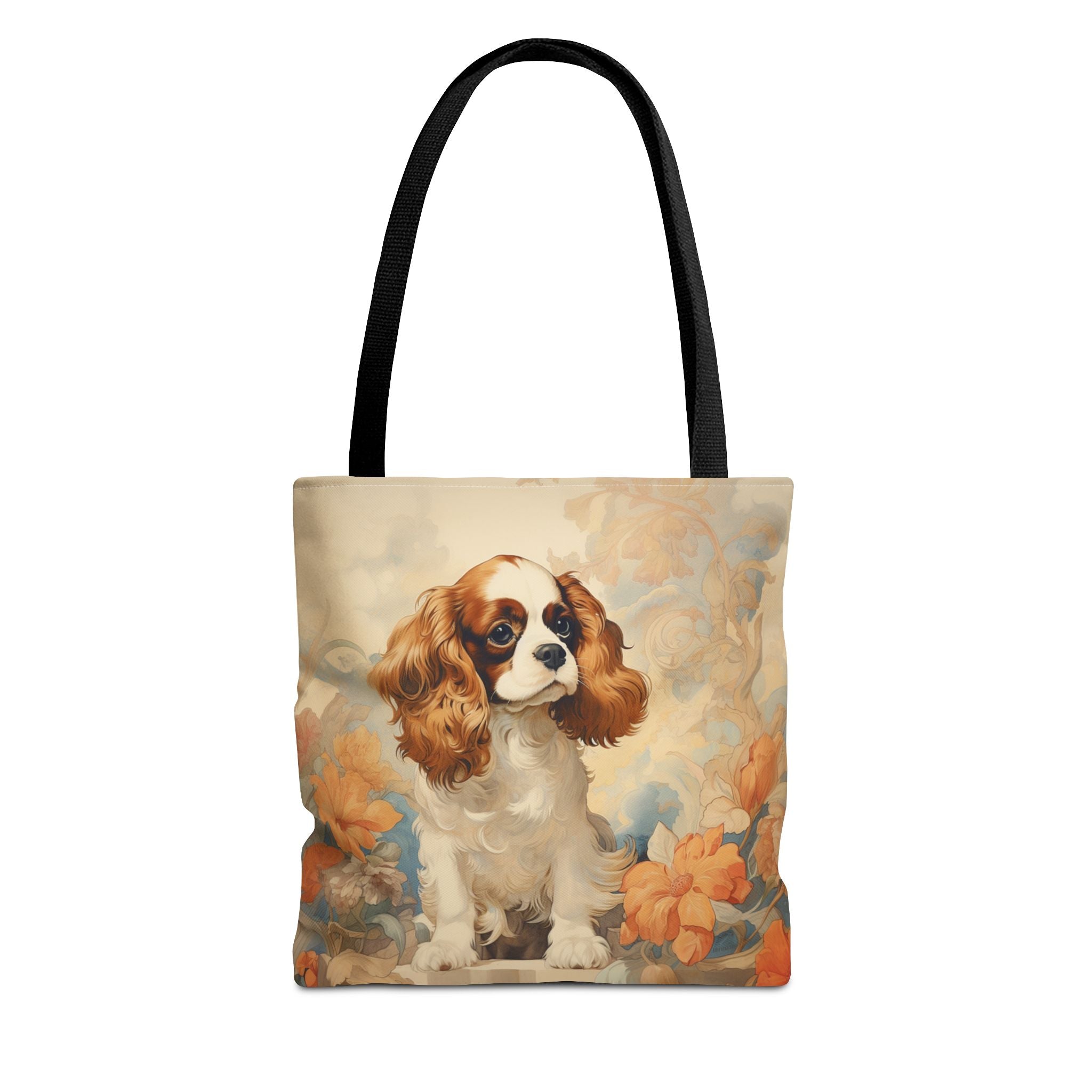 Cavalier King Charles Spaniel Floral Canvas Tote Bag, Stylish Dog Lover Gift