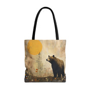 Rustic Bear Sunset Tote Bag, Eco-Friendly Canvas for Nature Lovers