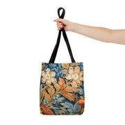 Vintage Floral Canvas Tote Bag, Elegant Eco-Friendly Shopping Bag