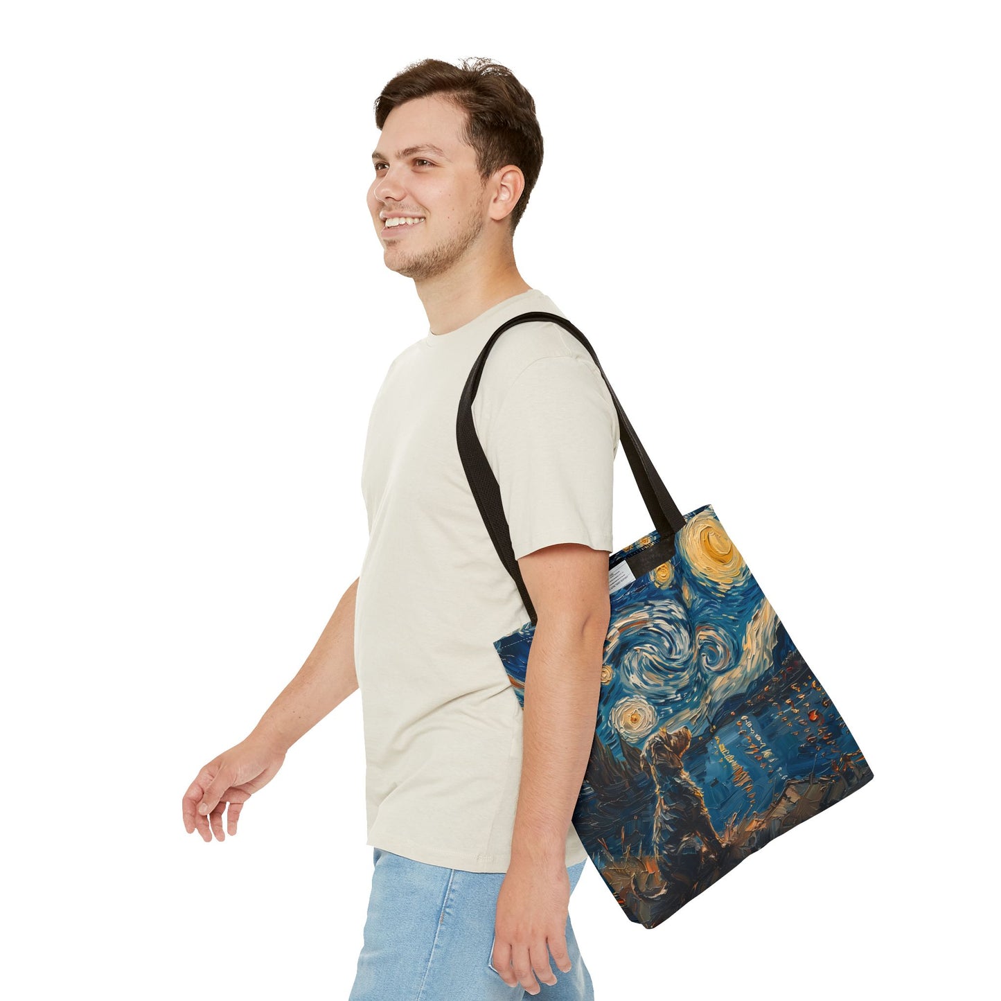 Starry Night Spaniel Tote Bag, Artistic Eco-Friendly Design