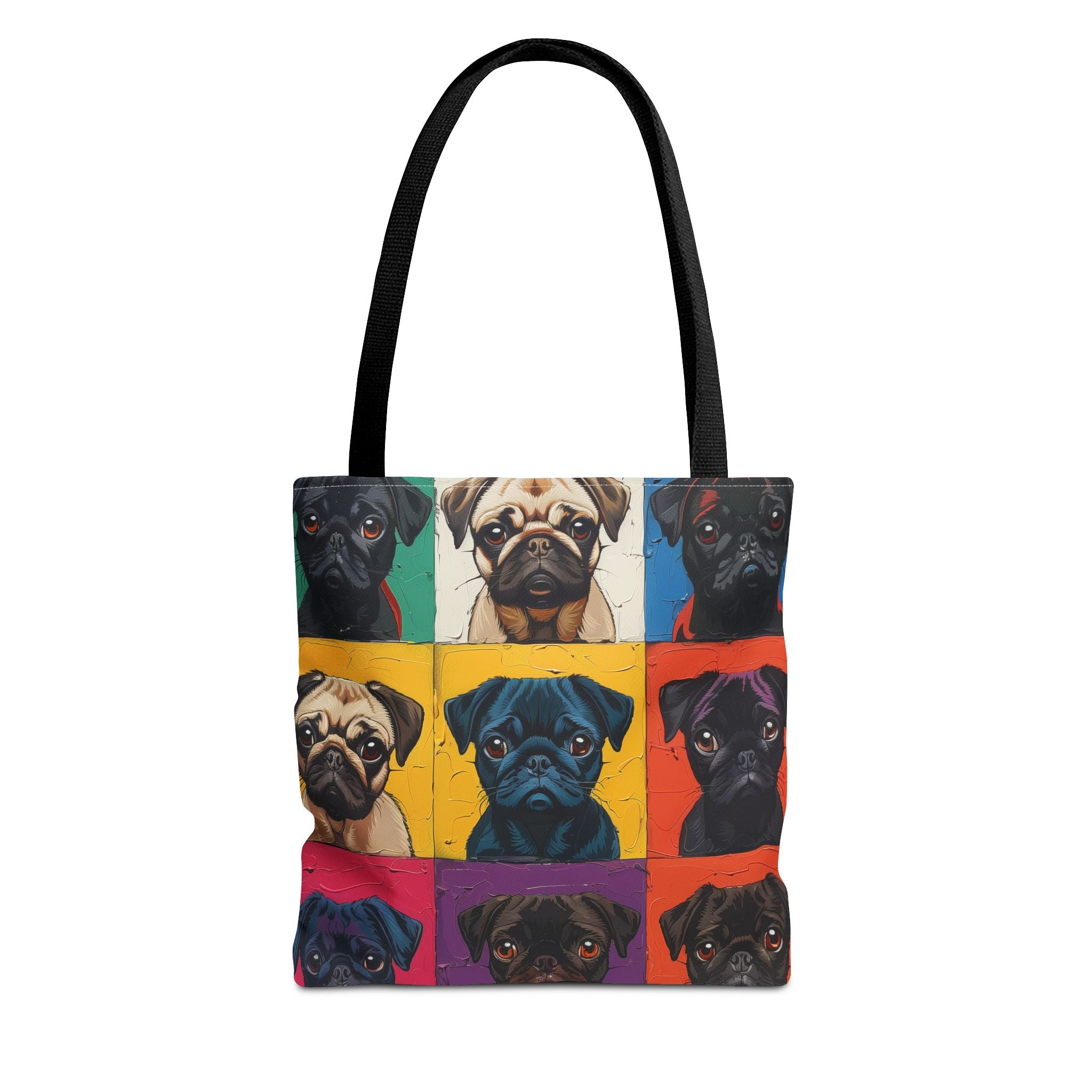 Colorful Pug Art Tote Bag, Eco-Friendly Canvas for Dog Lovers