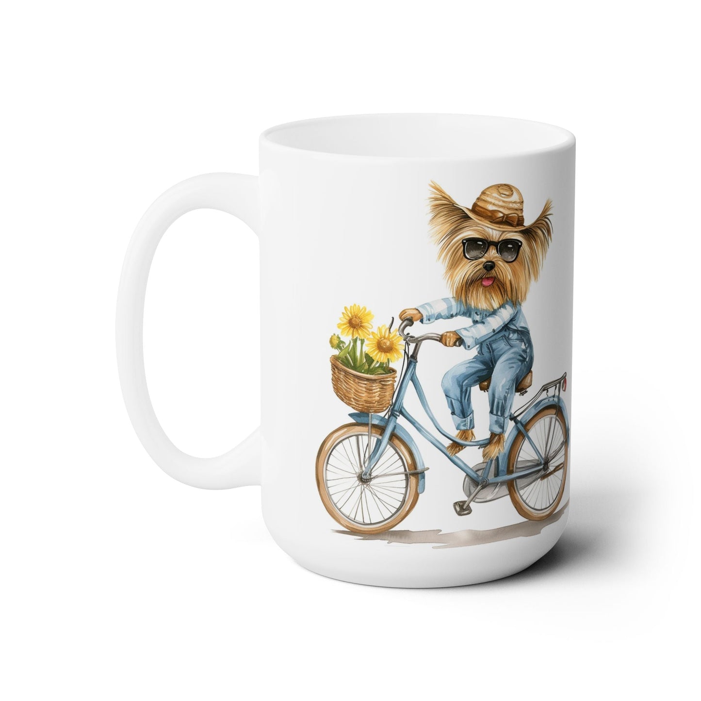 Yorkie on a Bike Mug - Cute Yorkshire Terrier Coffee Cup Gift