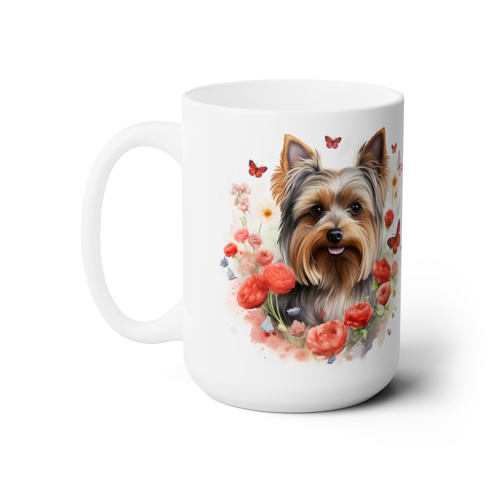 Yorkie Love Mug - Yorkshire Terrier Floral Coffee Cup Gift