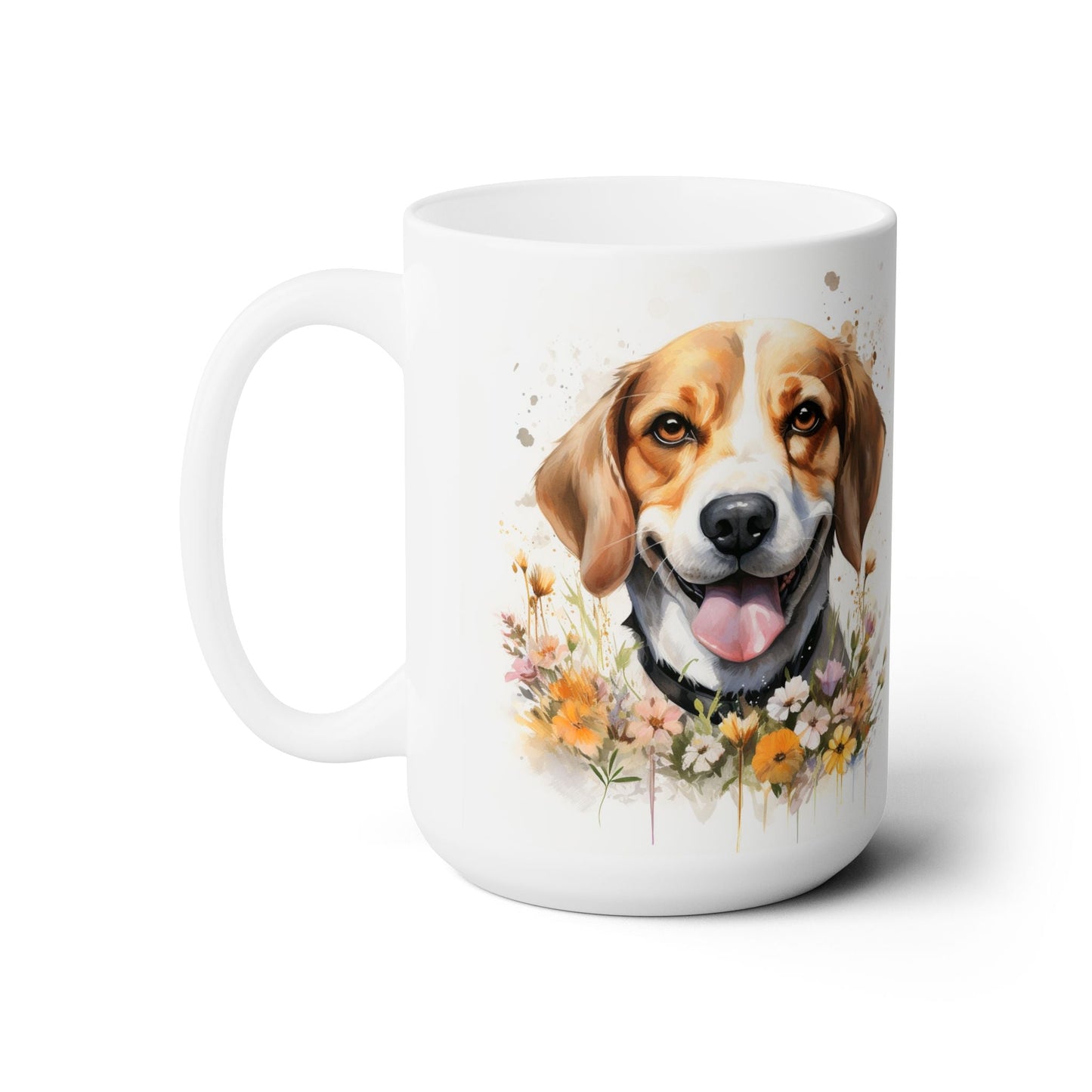 Beaming Beagle Mug – Floral Dog Lover Gift for Coffee Enthusiasts