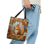 Autumn Woodland Squirrel Canvas Tote Bag – Eco-Friendly Fall Design