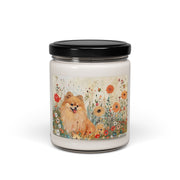 Sunny Pomeranian Candle – Floral Vintage Art Soy Gift