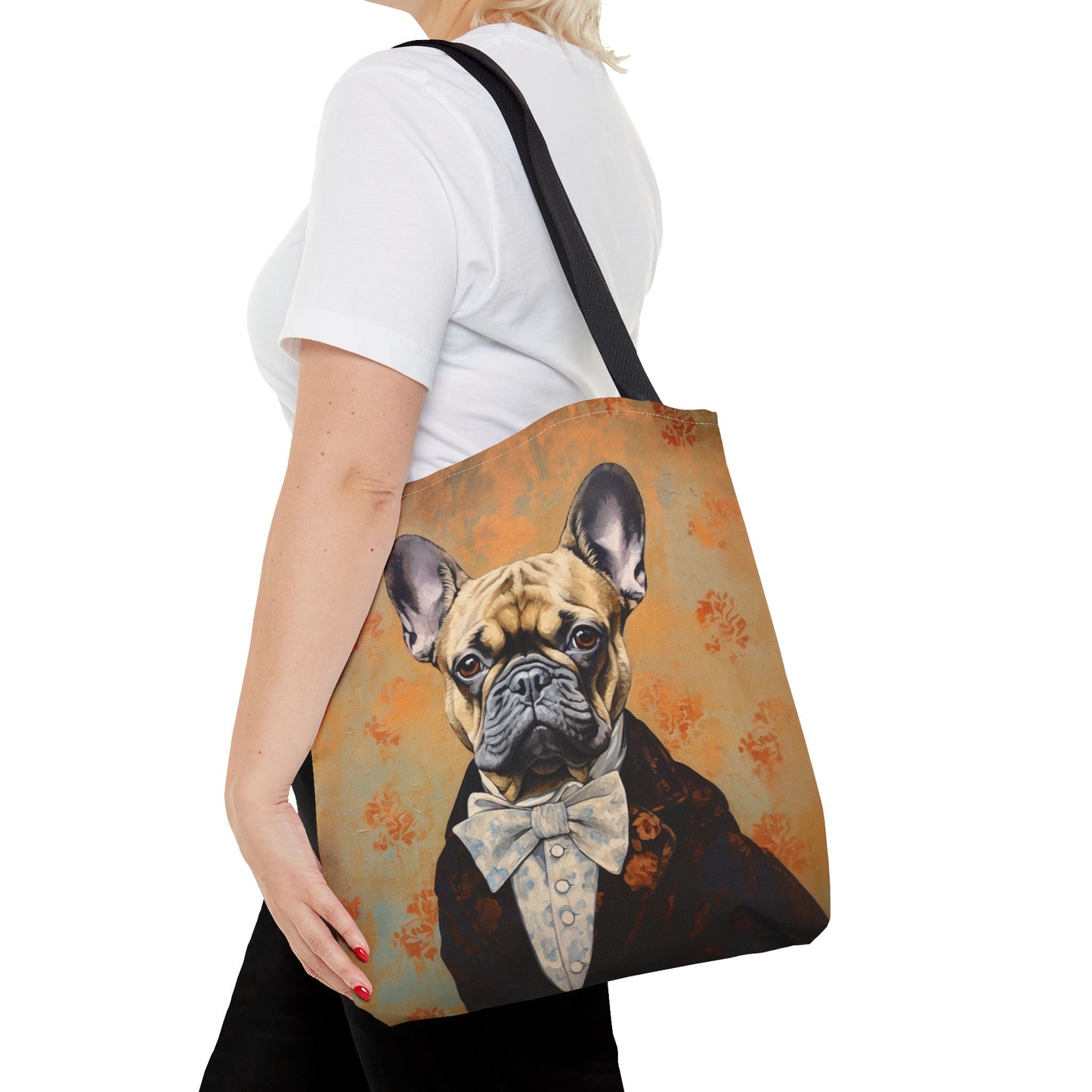 French Bulldog Aristocrat Tote Bag, Vintage-Inspired Eco-Friendly Canvas Handbag