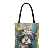 Shih Tzu Lover's Canvas Tote Bag – Colorful Artistic Design for Pet Parents