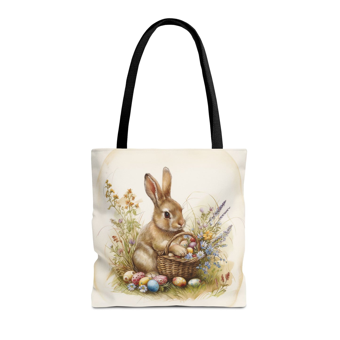 Easter Bunny Tote Bag with Floral Spring Design, Eco-Friendly Shopping Bag