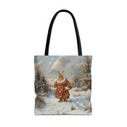 Winter Wonderland Rabbit Tote Bag, Festive Eco-Friendly Shopper