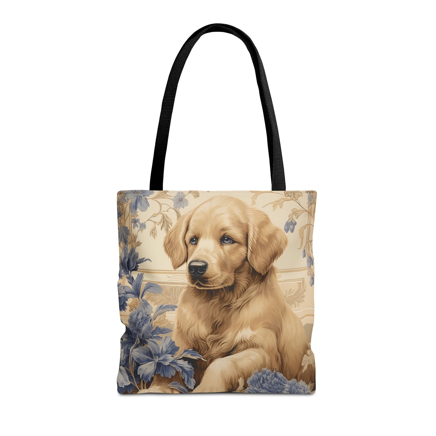 Golden Retriever Blossom Canvas Tote Bag, Artistic Eco-Friendly Design