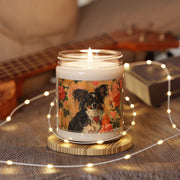 Papillon Tribute Candle – Dog Lover's Gift, Romantic Floral Design