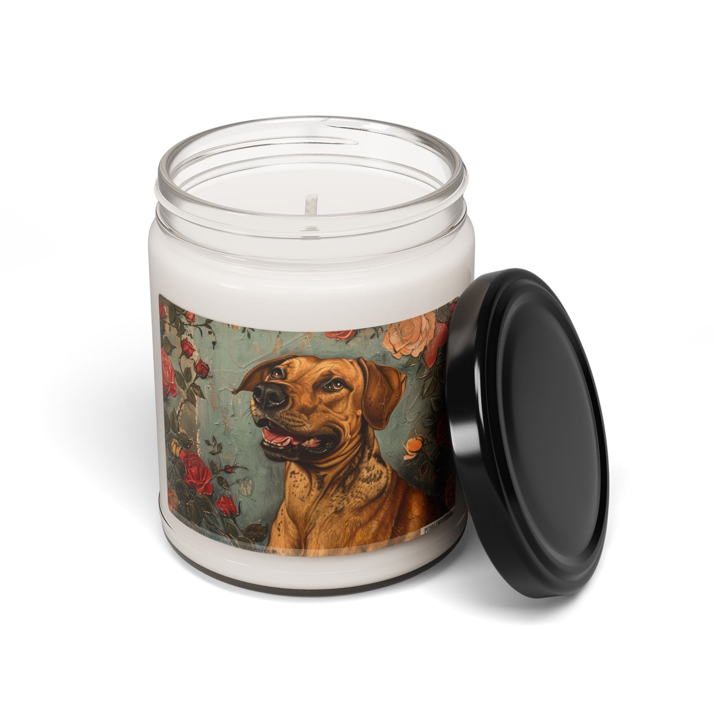 Rhodesian Ridgeback Floral Art Candle for Dog Lovers