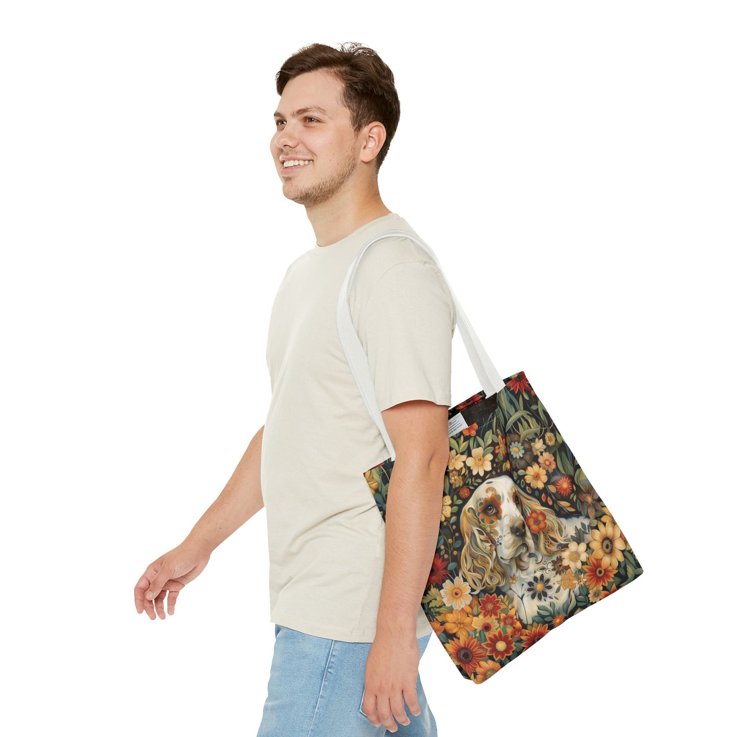 Floral Cocker Spaniel Canvas Tote Bag, Perfect for Dog Lovers