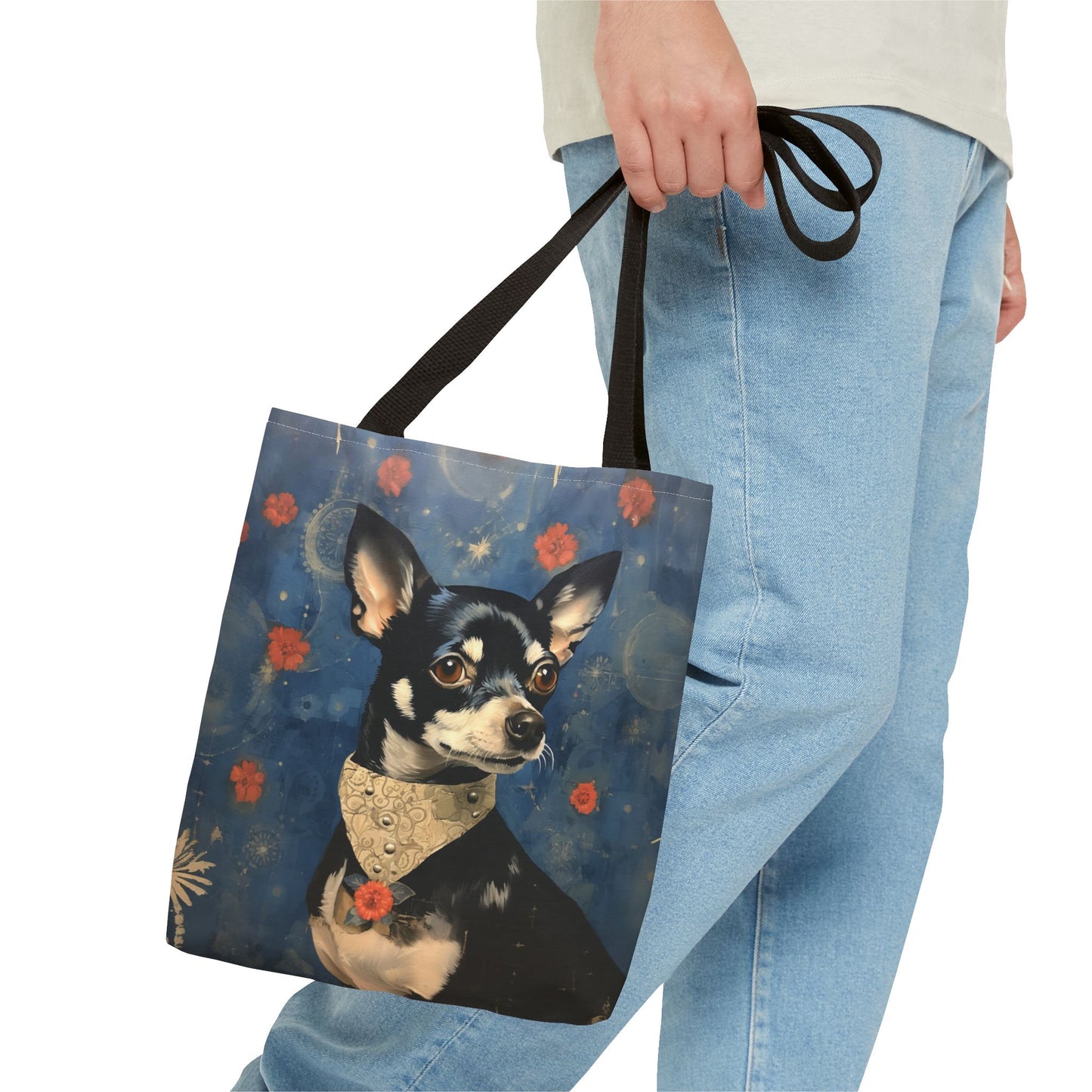 Chihuahua Galaxy Bloom Tote Bag, Artistic Eco-Friendly Market Bag for Dog Lovers