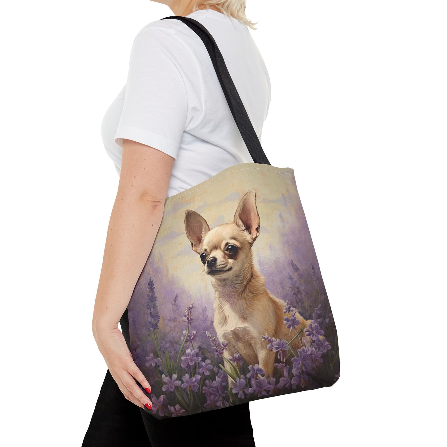 Lavender Bliss Chihuahua Canvas Tote Bag for Dog Lovers