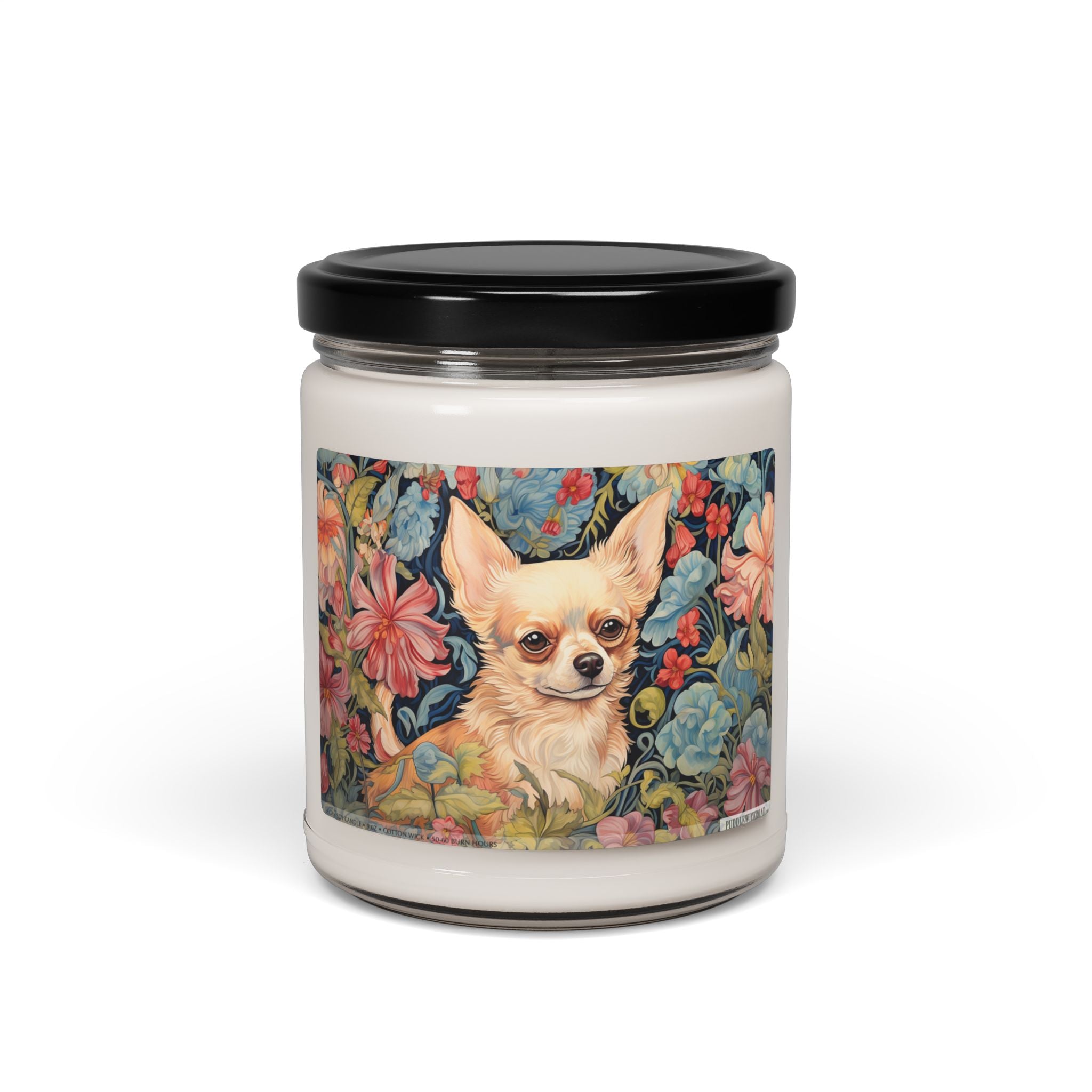 Whimsical Chihuahua Candle – Floral Design Gift for Pet Lovers