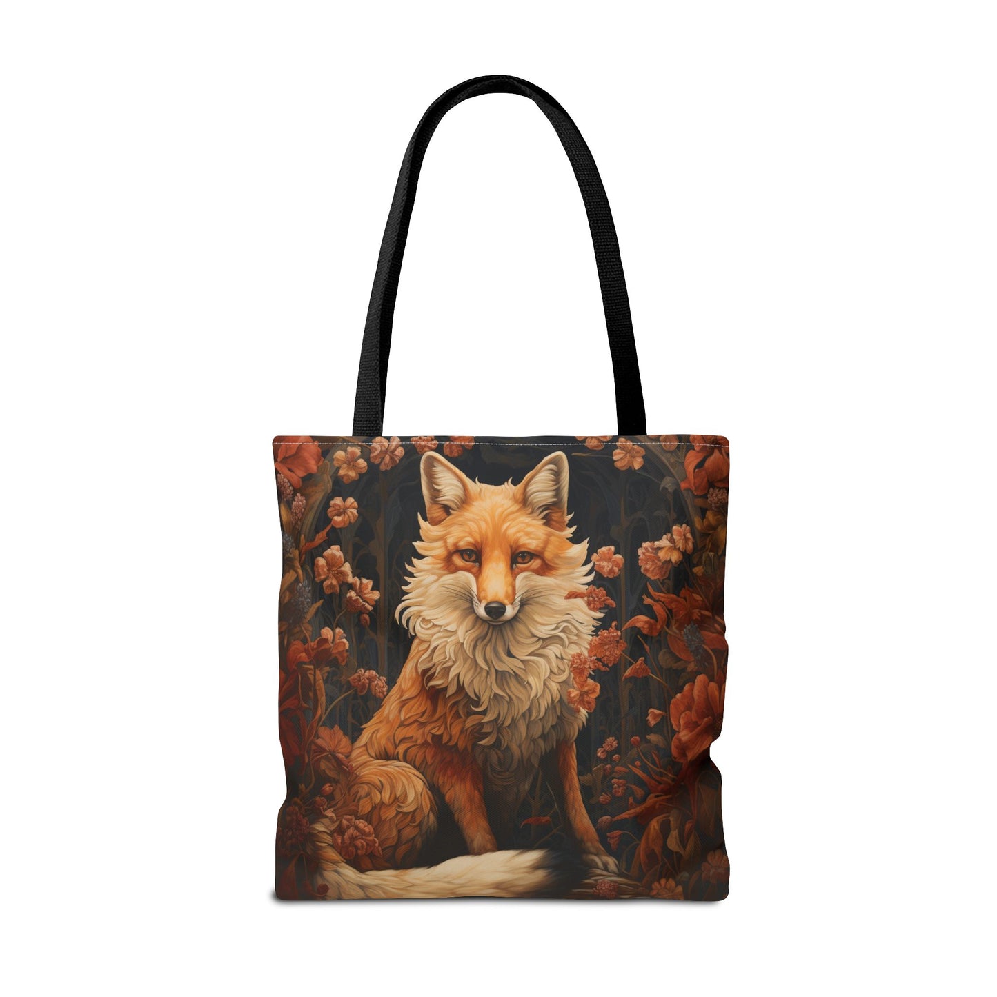 Fox Floral Elegance Tote Bag, Eco-Friendly Canvas Market Bag