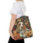 Floral Cocker Spaniel Canvas Tote Bag, Perfect for Dog Lovers