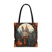 Whimsical Rabbit Castle Tote Bag, Autumn Harvest Design Canvas Bag