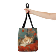 Tranquil Autumn Cat Tote Bag, Artistic Eco-Friendly Canvas for Cat Lovers