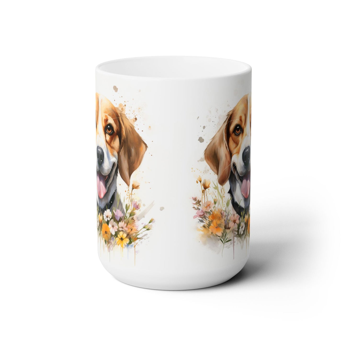 Beaming Beagle Mug – Floral Dog Lover Gift for Coffee Enthusiasts