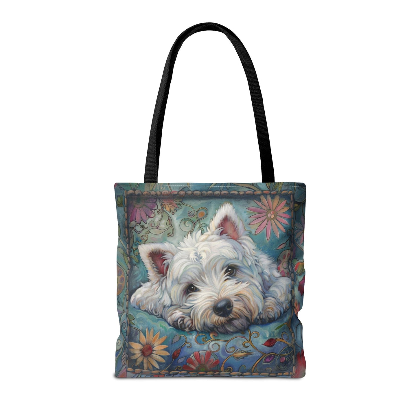 Whimsical Westie Floral Tote Bag – Perfect for Dog Lovers