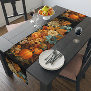 Pumpkin Harvest Table Runner | Orange, Gold, and Teal Design (72" or 90")