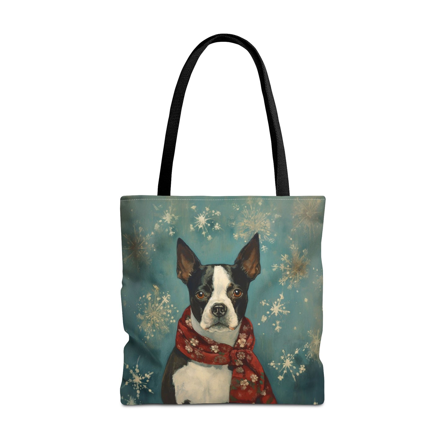 Winter Charm Boston Terrier Tote Bag - Eco-Friendly Dog Lover Gift