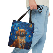 Starry Night Shih Tzu Canvas Tote Bag - Artistic Eco-Friendly Design