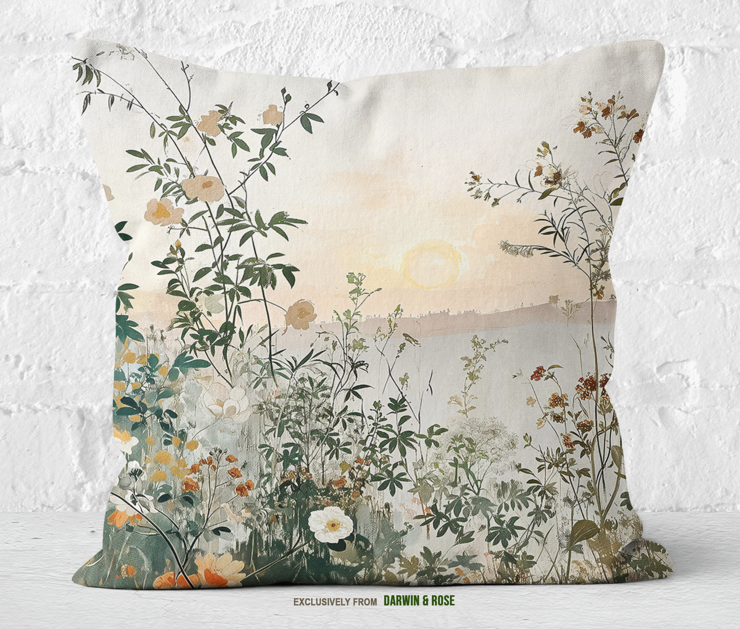 Sunlit Wildflower Meadow Boho Throw Pillow