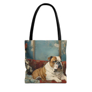 Refined Bulldog Art Canvas Tote Bag - Stylish and Eco-Friendly Gift