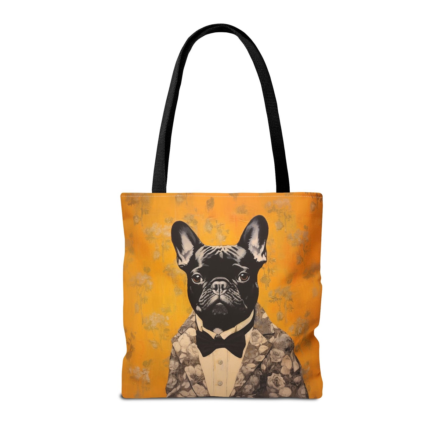 Elegant French Bulldog Floral Tote Bag, Chic Eco-Friendly Design