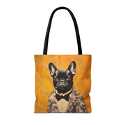 Elegant French Bulldog Floral Tote Bag, Chic Eco-Friendly Design