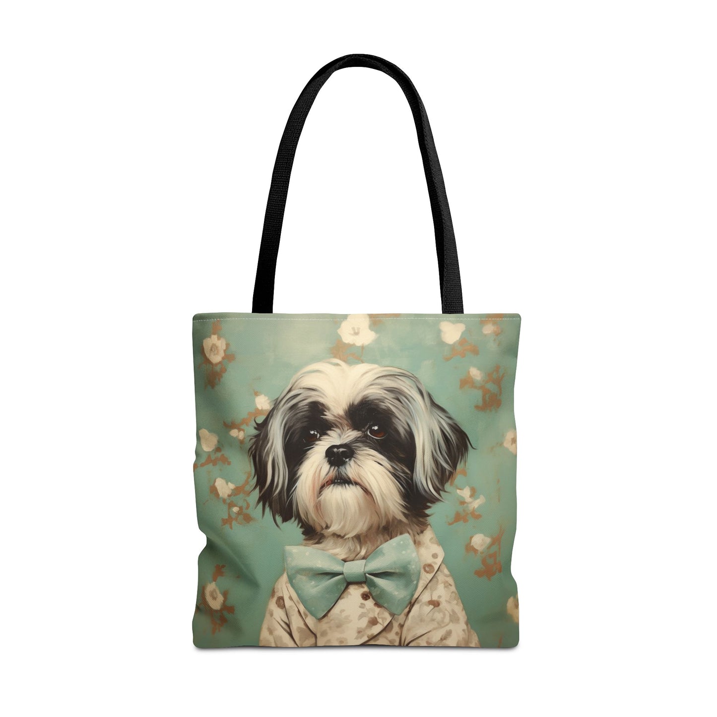 Shih Tzu Chic Tote Bag, Adorable Floral Canvas Market Bag for Dog Lovers