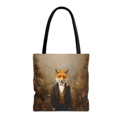 Elegant Fox Tote Bag - Vintage Art-Inspired Eco-Friendly Canvas Bag