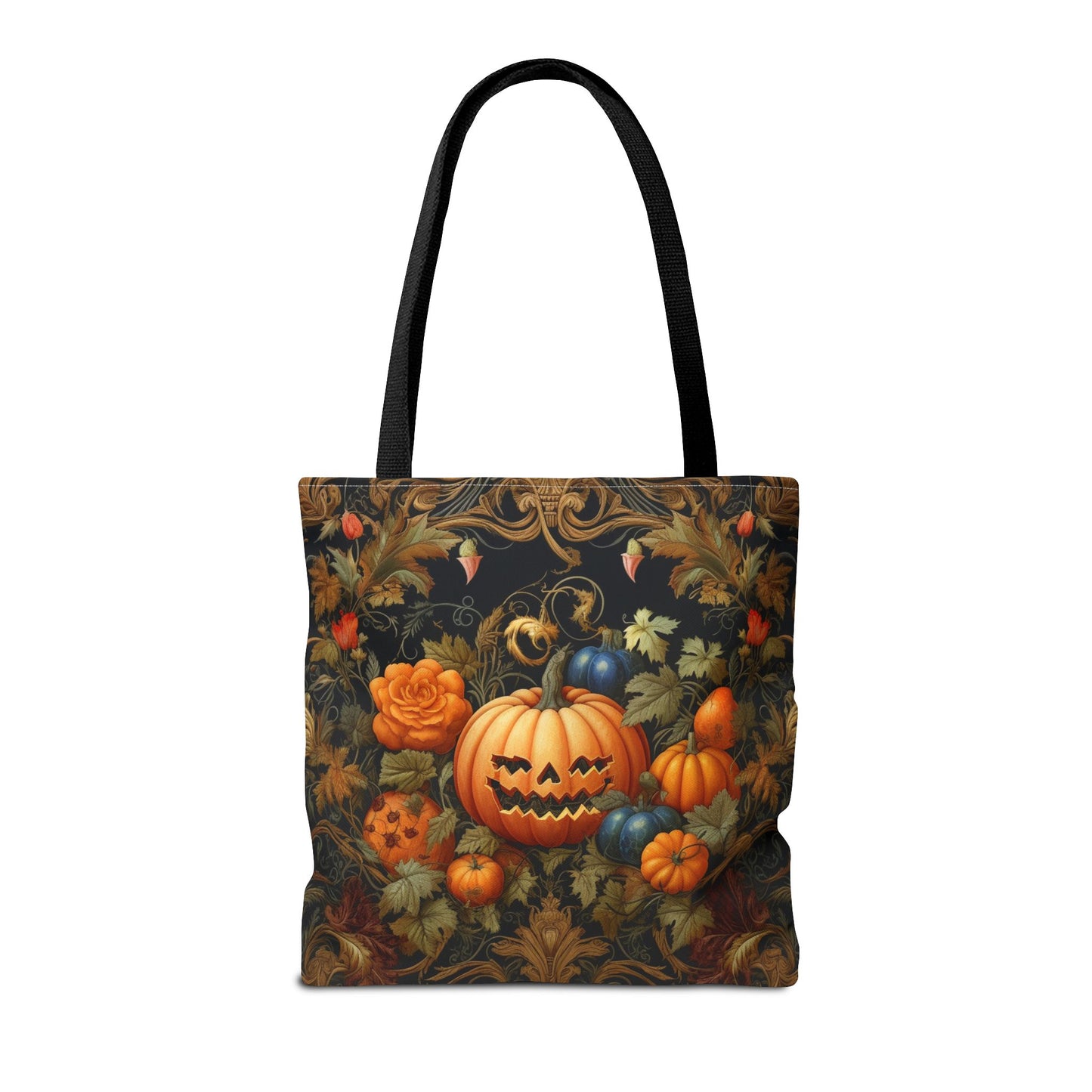 Elegant Vintage Pumpkin Halloween Tote Bag, Eco-Friendly Canvas Market Bag