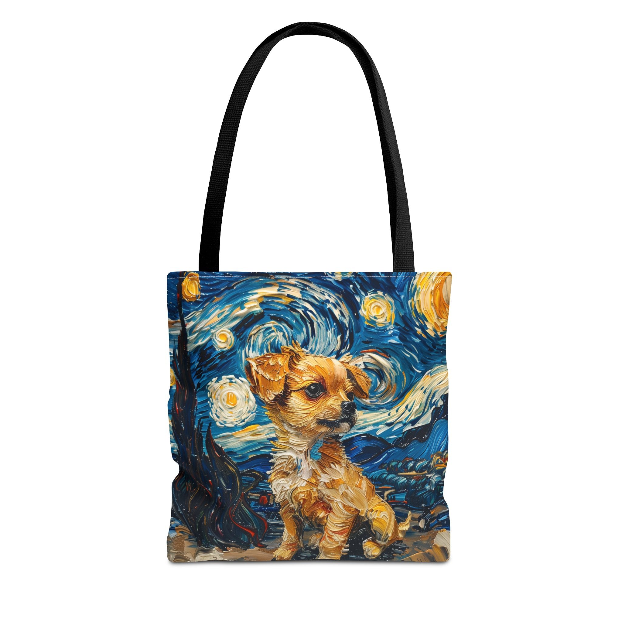 Starry Chihuahua Canvas Tote Bag - Van Gogh Inspired Design for Dog Lovers