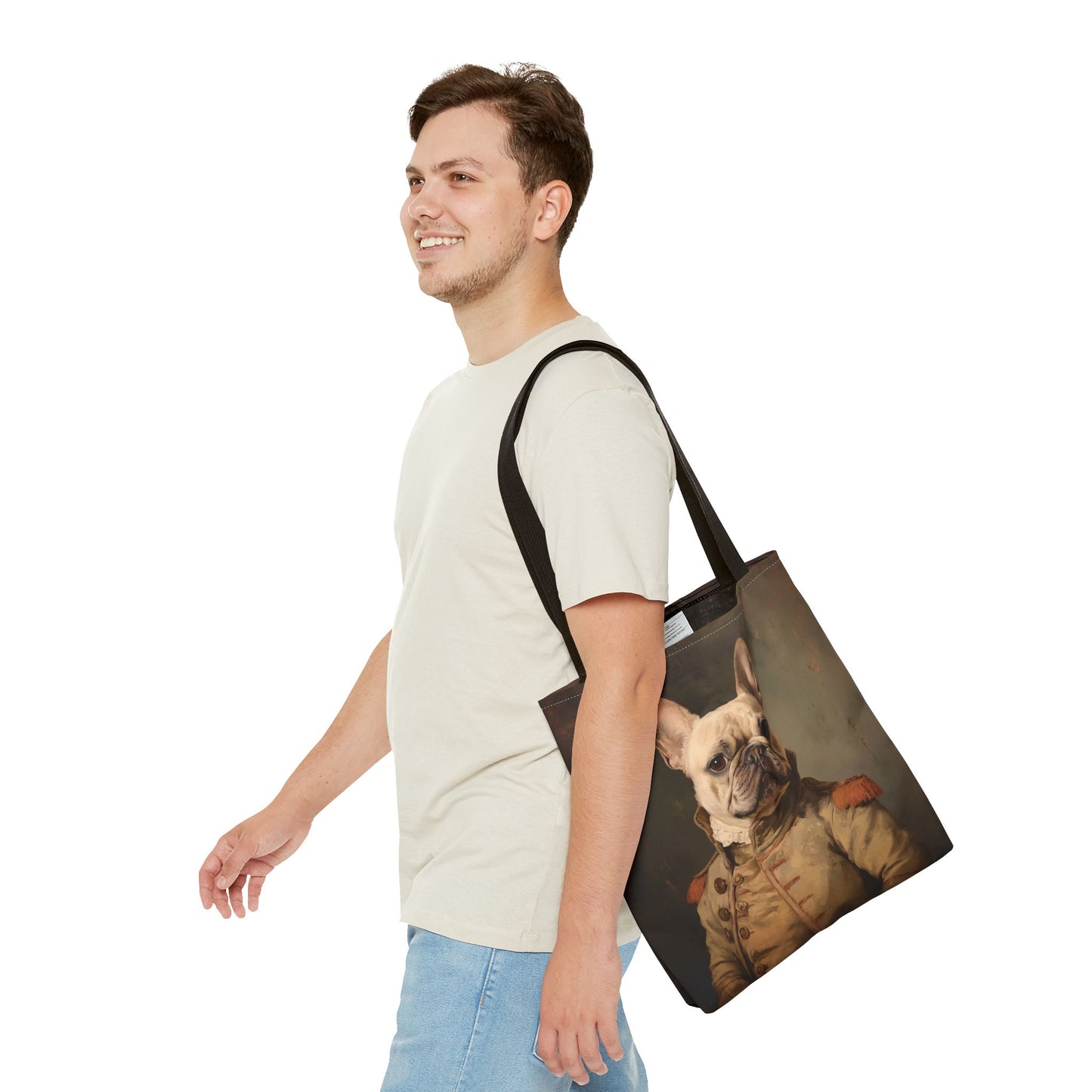 Regal French Bulldog Canvas Tote Bag, Vintage-Style Dog Lover Gift