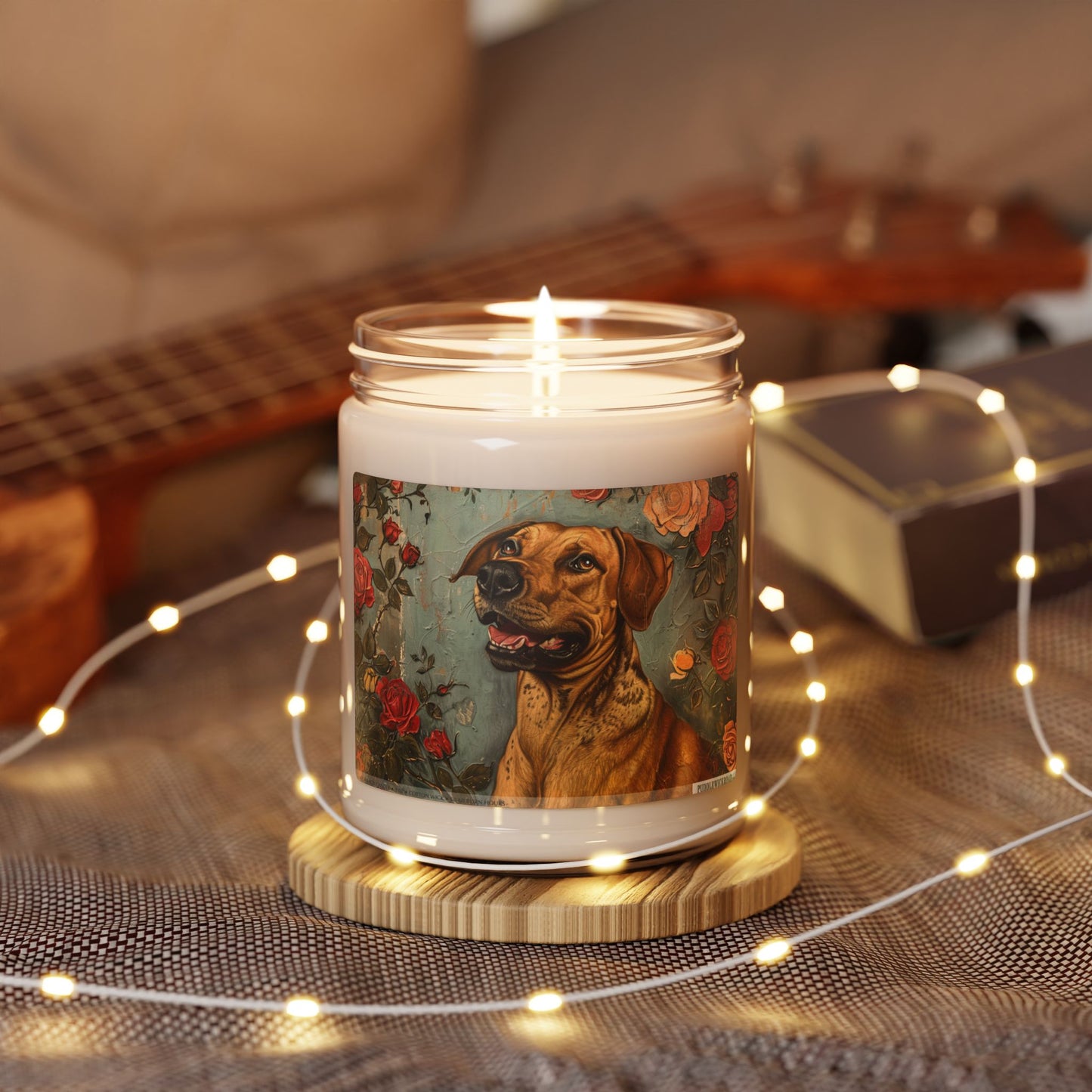 Rhodesian Ridgeback Floral Art Candle for Dog Lovers