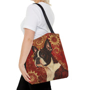 Charming Boston Terrier Tote Bag with Vibrant Floral Design