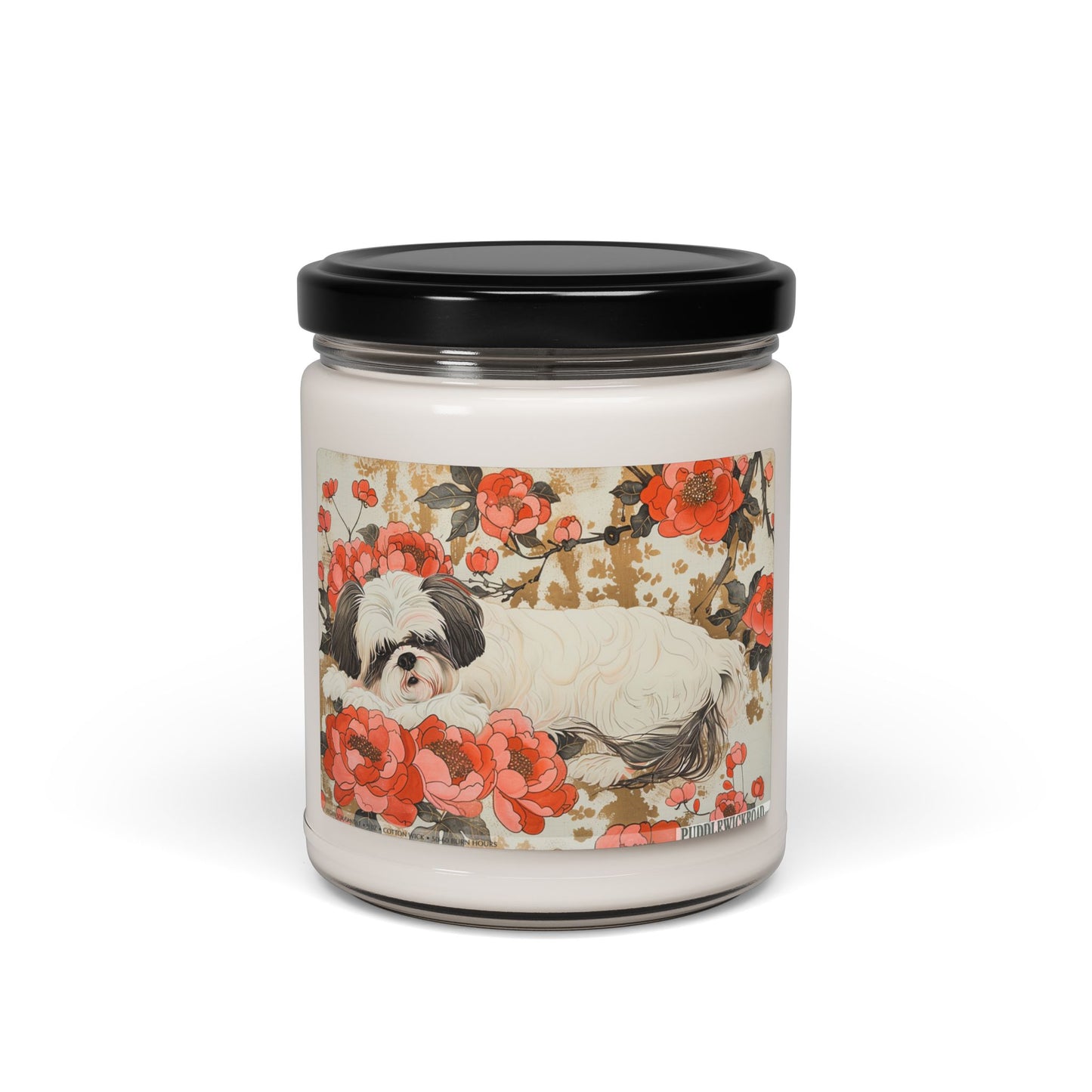 Shih Tzu Blossom Candle - Vintage Art Soy Gift for Dog Lovers