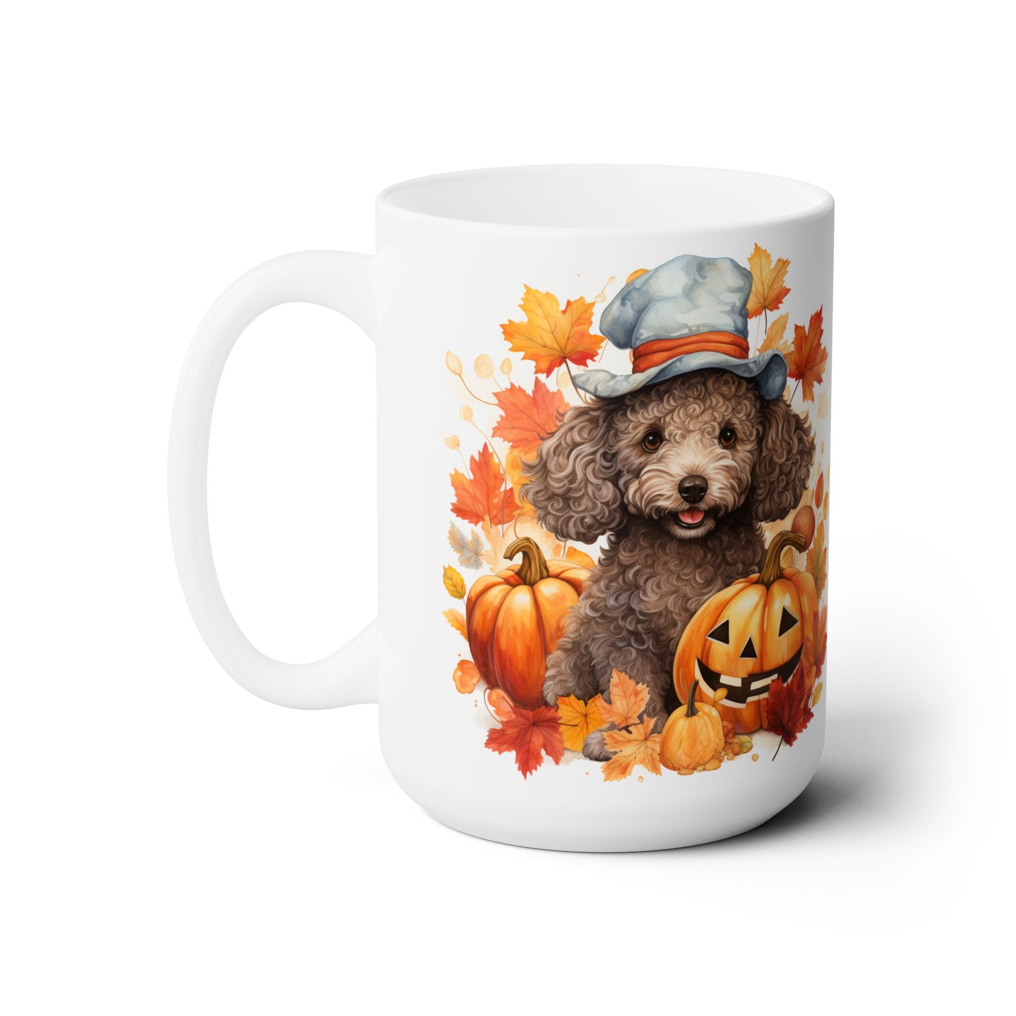 Poodle Halloween Coffee Mug - Fall Pumpkin Dog Lover Gift