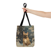 French Bulldog Winter Magic Tote Bag, Artistic Dog Lover Gift, Eco-Friendly